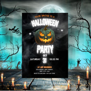 Glowing Pumpkin Halloween Party Invitation