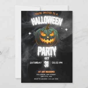 Glowing Pumpkin Halloween Party Invitation