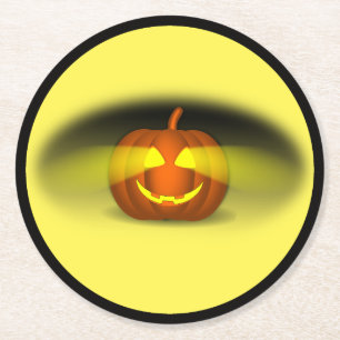 Glowing Pumpkin- Round Paper Coaster