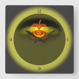 Glowing Pumpkin - Square Wall Clock