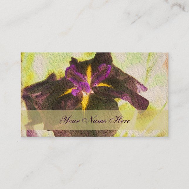 Glowing Purple Iris Floral Business Card (Front)