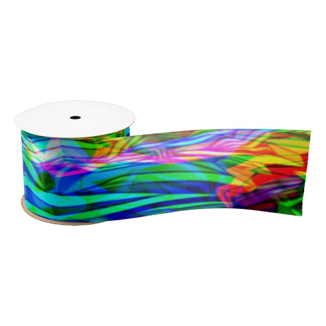 Glowing Rainbow Abstract Satin Ribbon (Spool)