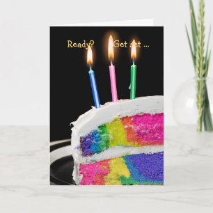 Glowing Rainbow Birthday Cake Card