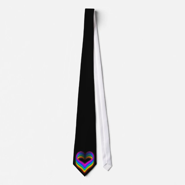 Glowing Rainbow Heart Necktie Tie (Front)