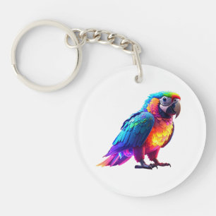 Glowing Rainbow Parrot Key Ring