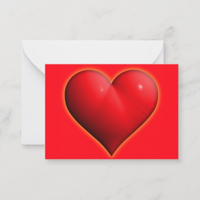 Glowing Red 3-D Heart Card (Front)