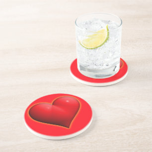 Glowing Red 3-D Heart Coaster