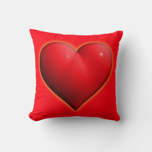Glowing  Red 3-D Heart Cushion