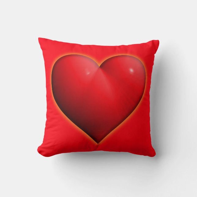 Glowing  Red 3-D Heart Cushion (Front)