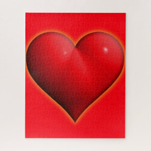 Glowing Red 3-D Heart Jigsaw Puzzle