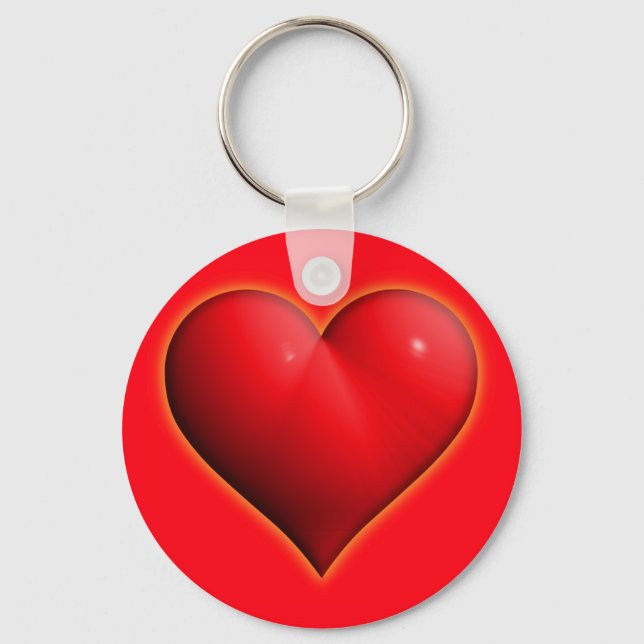 Glowing Red 3-D Heart Key Ring (Front)