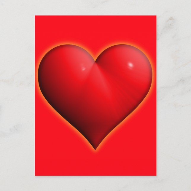 Glowing Red 3-D Heart Postcard (Front)