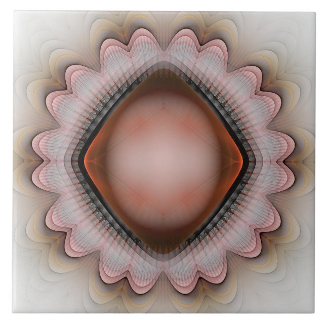 Glowing red crystal ornament ceramic tile (Front)