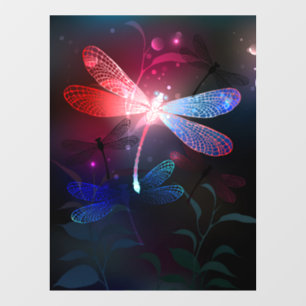 Glowing red dragonfly