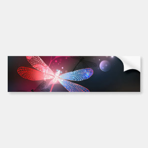 Glowing red dragonfly bumper sticker