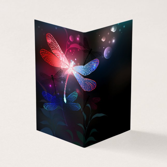 Glowing red dragonfly business card (Outside)