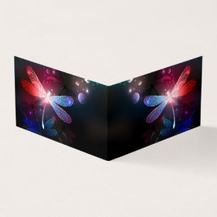 Glowing red dragonfly business card
