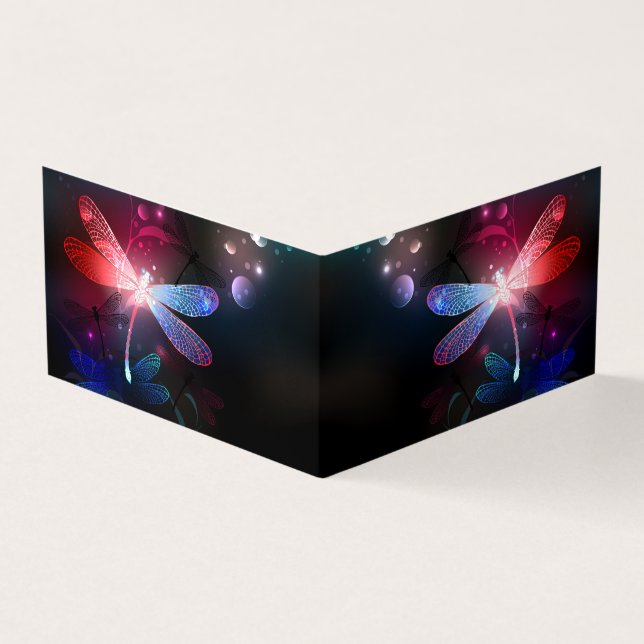 Glowing red dragonfly business card (Outside)
