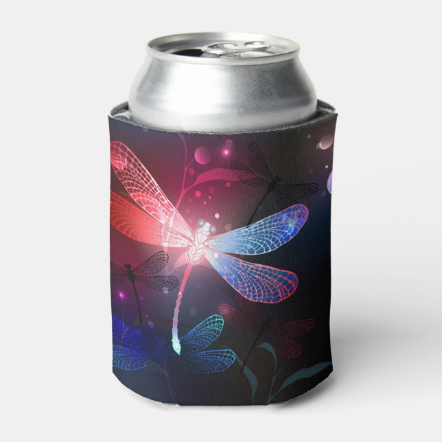 Glowing red dragonfly can cooler (Can Front)