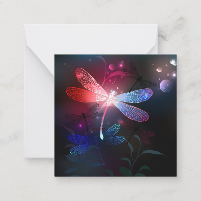 Glowing red dragonfly card (Front)