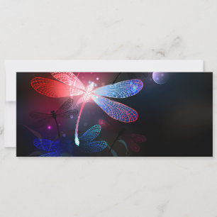 Glowing red dragonfly card