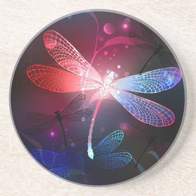 Glowing red dragonfly coaster (Front)