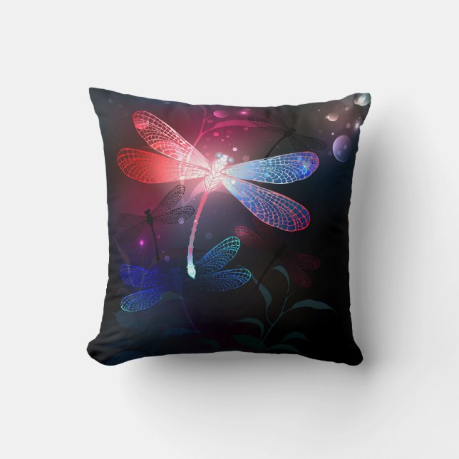 Glowing red dragonfly cushion (Front)