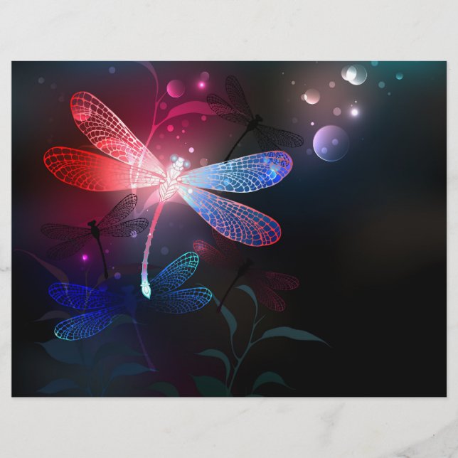 Glowing red dragonfly custom letterhead (Front)