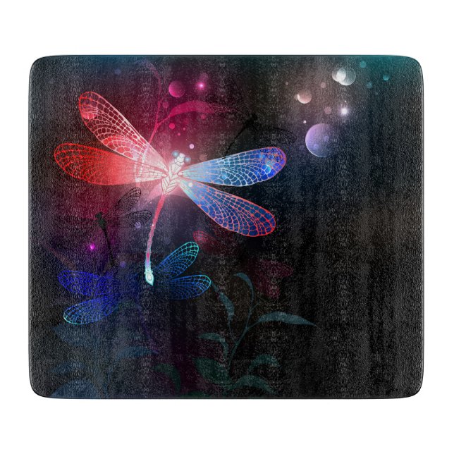 Glowing red dragonfly cutting board (Front)
