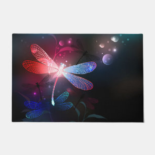 Glowing red dragonfly doormat