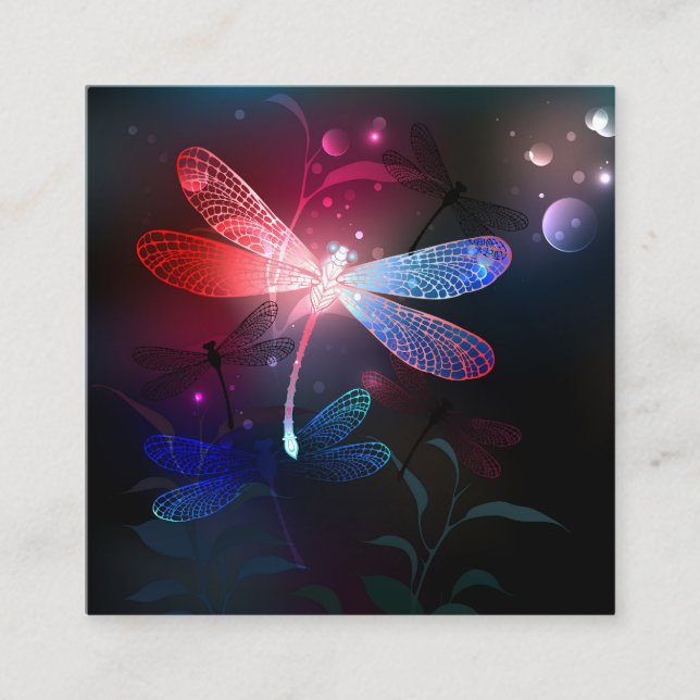 Glowing red dragonfly enclosure card (Front)