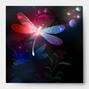 Glowing red dragonfly envelope