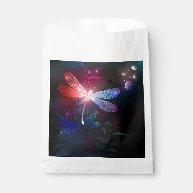 Glowing red dragonfly favour bag (Front)