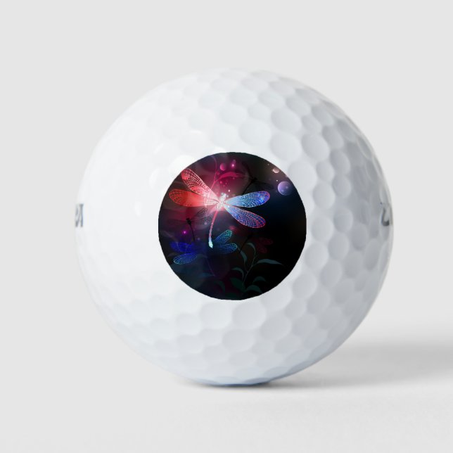 Glowing red dragonfly golf balls (Front)
