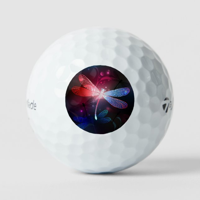 Glowing red dragonfly golf balls (Front)