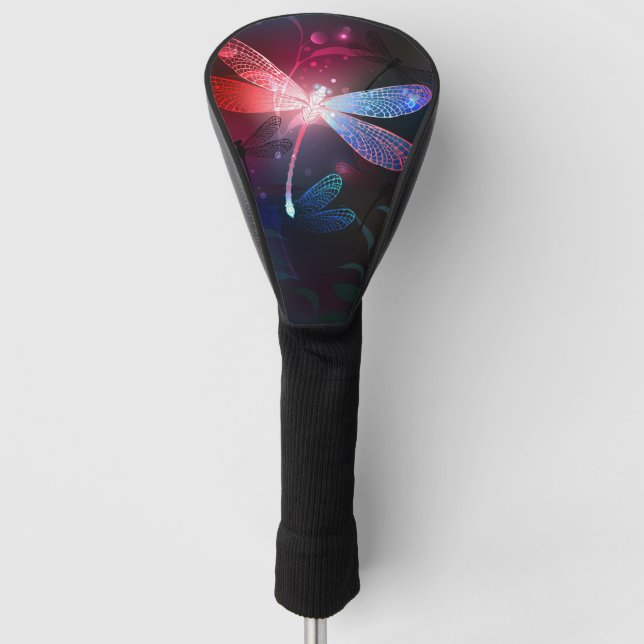 Glowing red dragonfly golf head cover (Front)