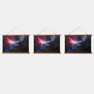 Glowing red dragonfly hanging tapestry