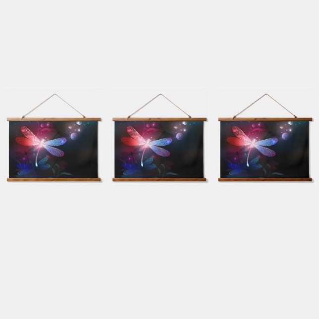 Glowing red dragonfly hanging tapestry (Triple)