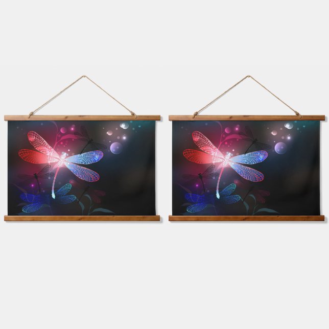 Glowing red dragonfly hanging tapestry (Double)