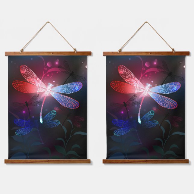 Glowing red dragonfly hanging tapestry (Double)
