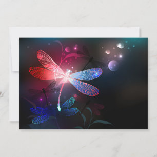Glowing red dragonfly invitation