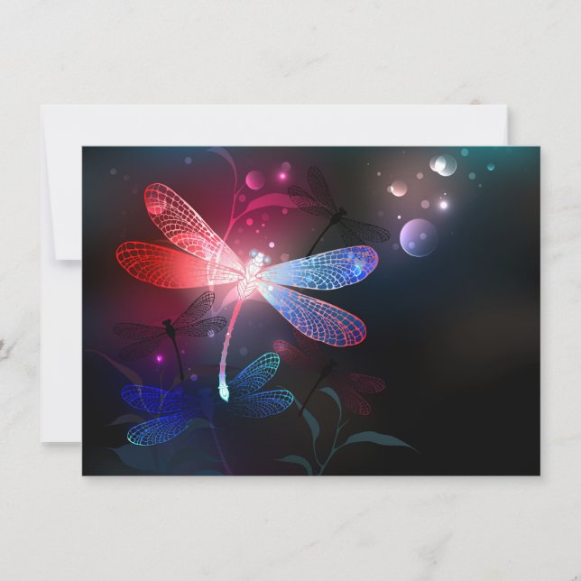 Glowing red dragonfly invitation (Front)