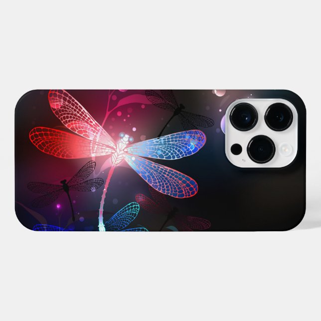 Glowing red dragonfly iPhone case (Back Horizontal)
