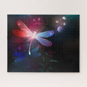 Glowing red dragonfly jigsaw puzzle