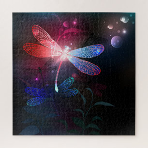 Glowing red dragonfly jigsaw puzzle