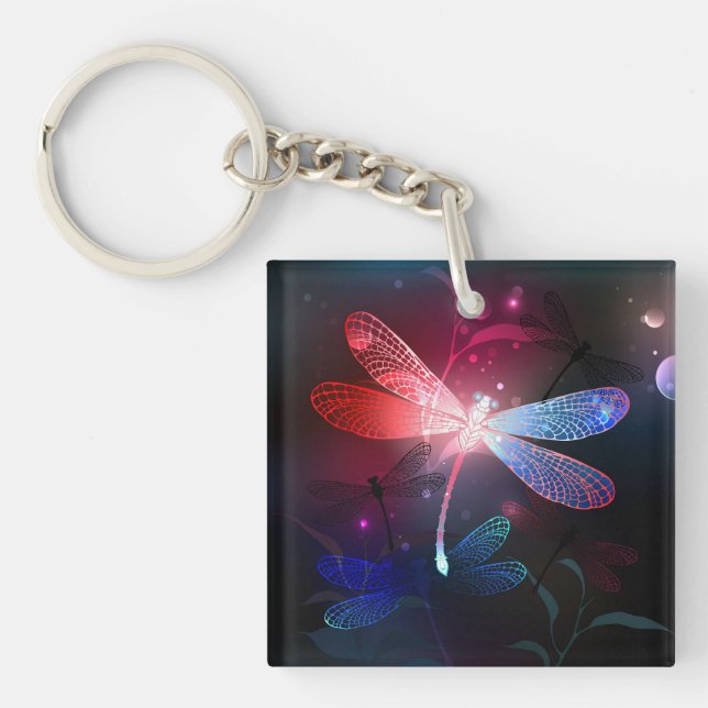 Glowing red dragonfly key ring (Front)