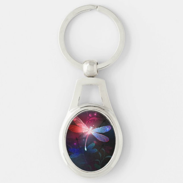 Glowing red dragonfly key ring (Front)