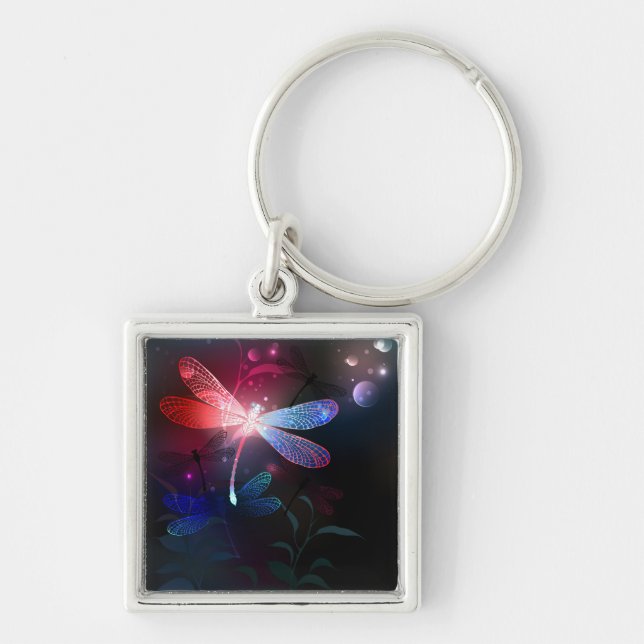 Glowing red dragonfly key ring (Front)