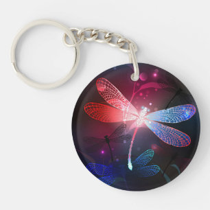 Glowing red dragonfly key ring
