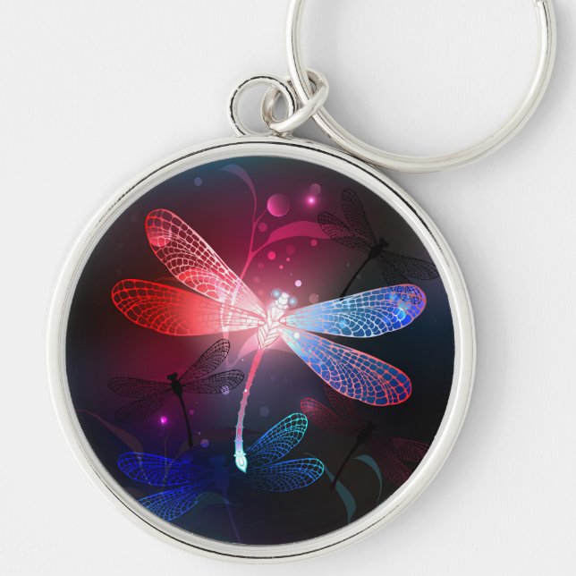 Glowing red dragonfly key ring (Front)